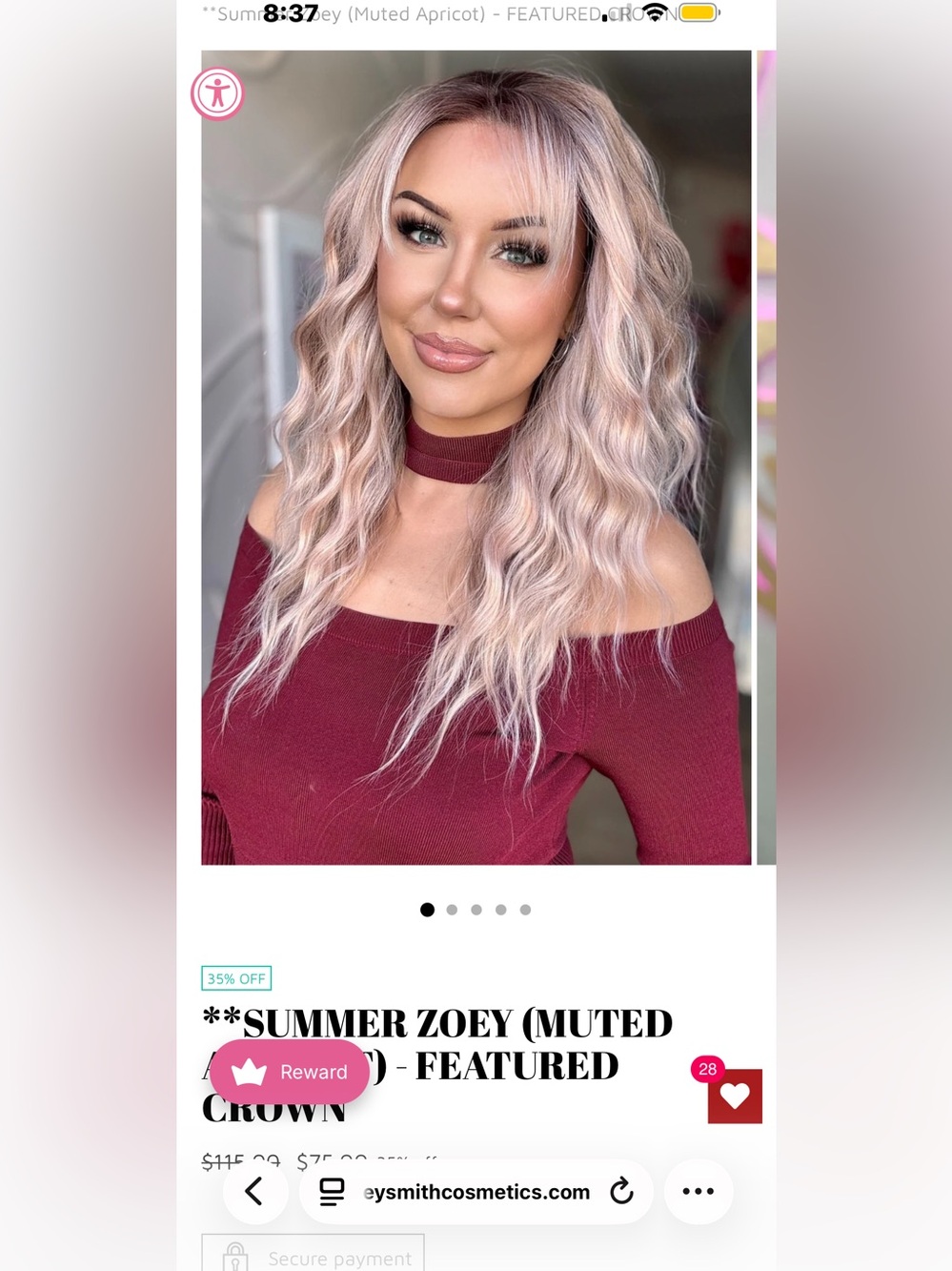 Summer Zoey Muted Apricot Wavy Lace Front Wig - Soft Pink Blonde